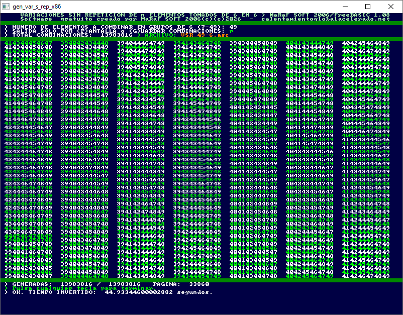COMBINATORIA PRIMITIVA BONOLOTO