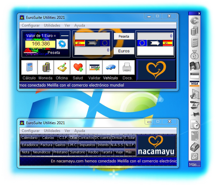 tipos de panel y vistas disponibles en EuroSuite Utilities