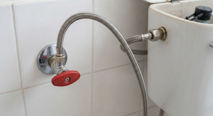 Llave de paso y latiguillo de cisterna